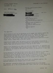 IRS DETERMINATION-PRIVATE