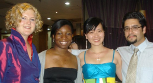 Photograph of four scholars, STEM-Trek beneficiary Wa Yuan is third from left. 