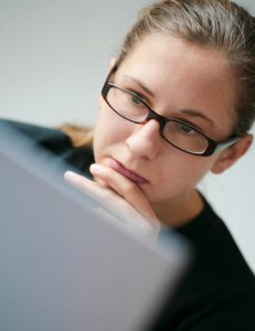 female veteran at computer