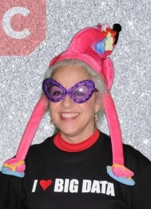 Photo of Diane Baxter with a flamingo hat